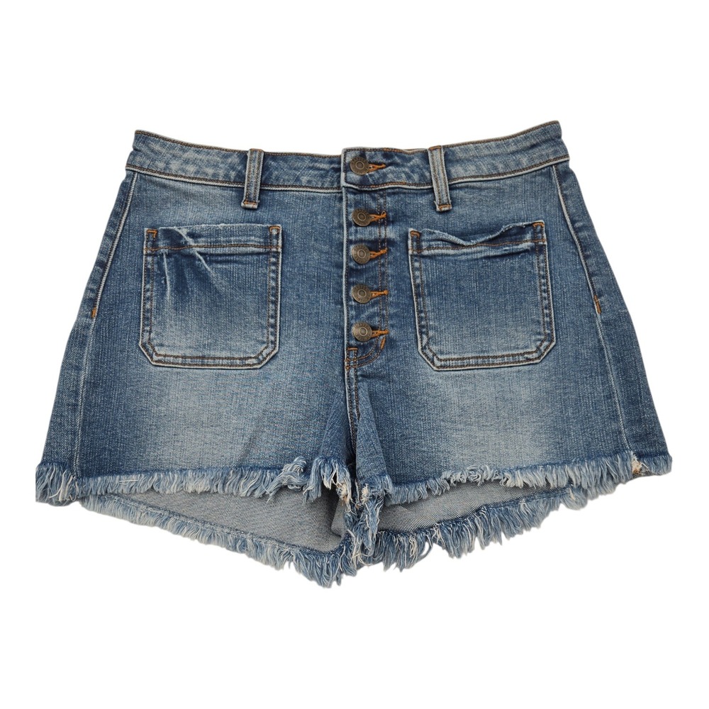 Harper Heritage Women's Denim Button Fly Frayed Hem Shorts Size 28 Medium Wash‎